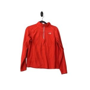 The North Face Fleece Jacket Quarter Zip Pullover Orange Pink Coral Long Sleeve